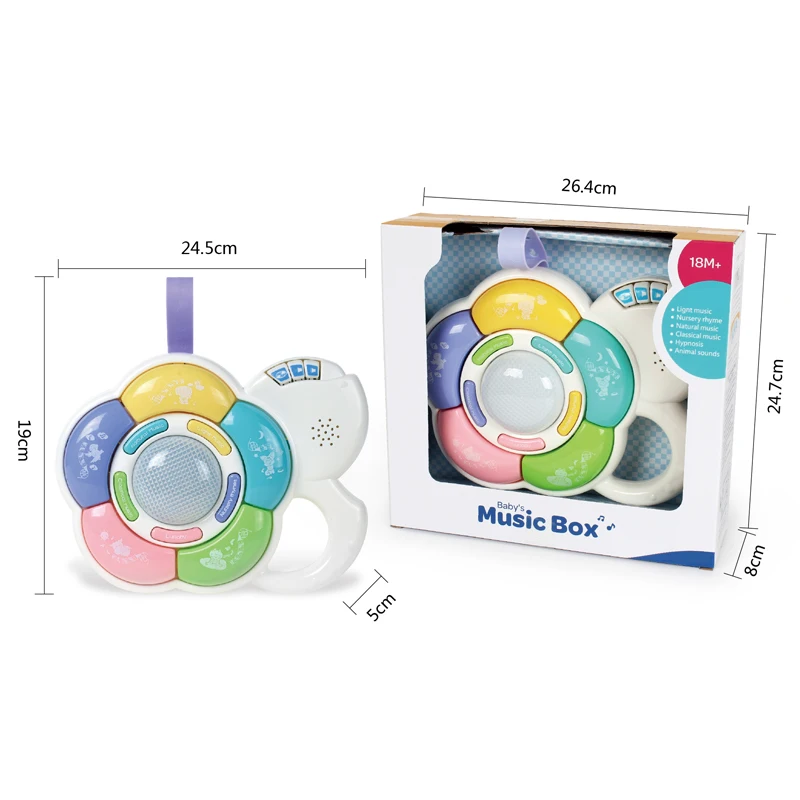 Plastic Toys Education Learning Hanging Toy B/O Musical Crib Mobile Bed Bell Baby Mobile Music Box with Light