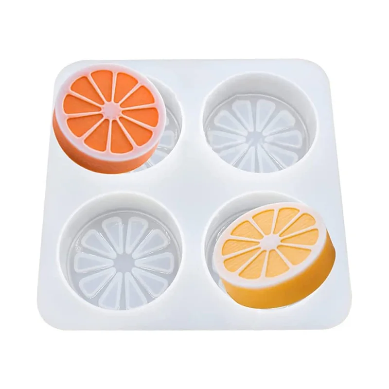 Diy 4 Even Orange Orange Silica Gel Mold Four Hole Lemon Soap Mold Silica Gel Cake Manual Soap Mold
