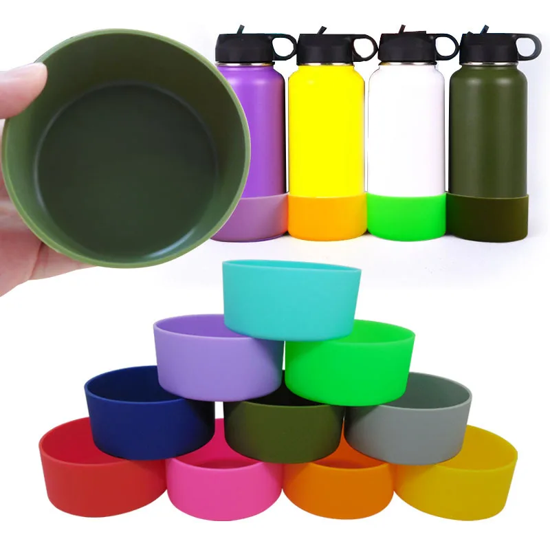 Custom logo Thermal Vacuum Cup Silicone Anti slip Flask Bottle Bottom Cover Holder Sleeve