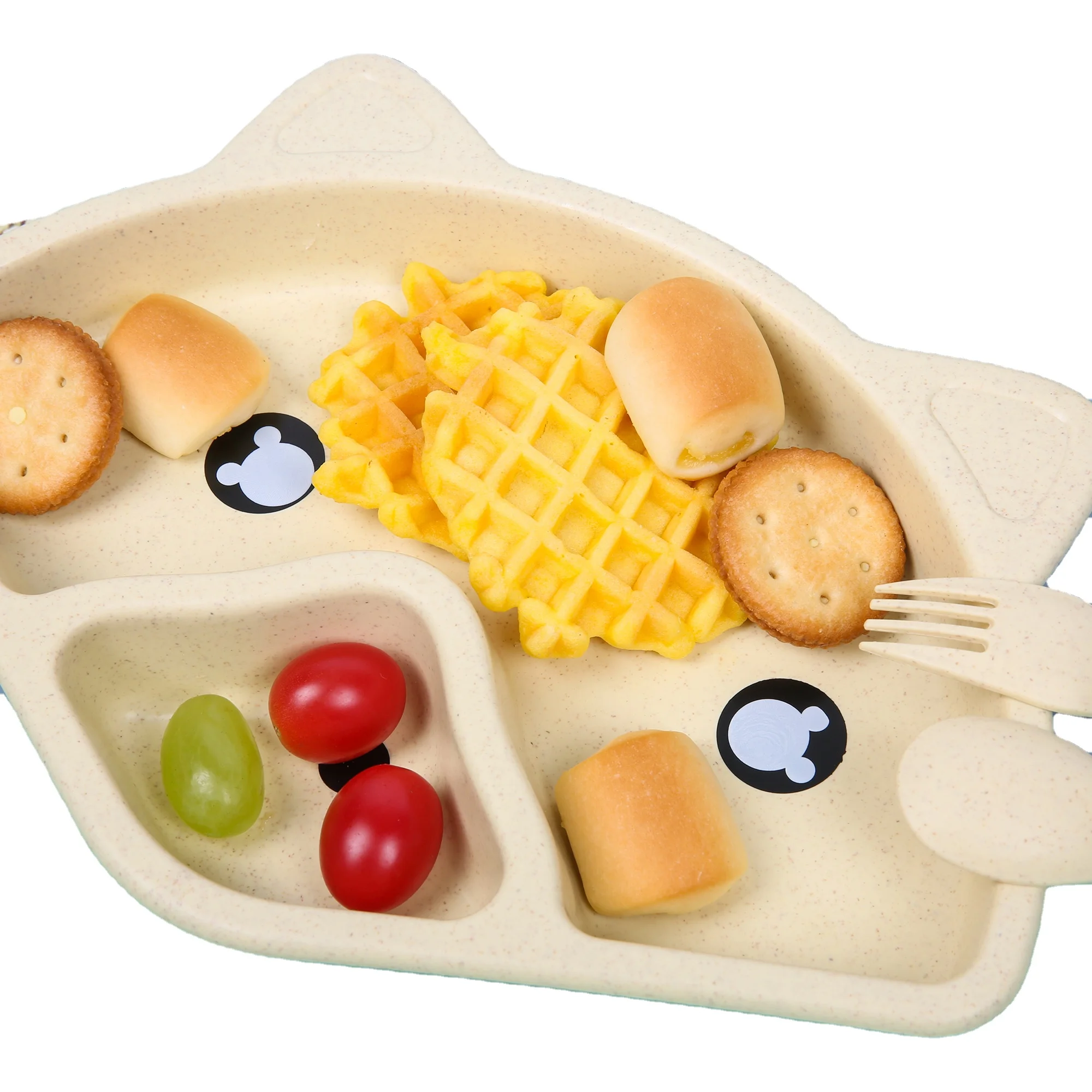 Animal Design Bamboo Dinnerware Wheat Straw Baby Suction Plate