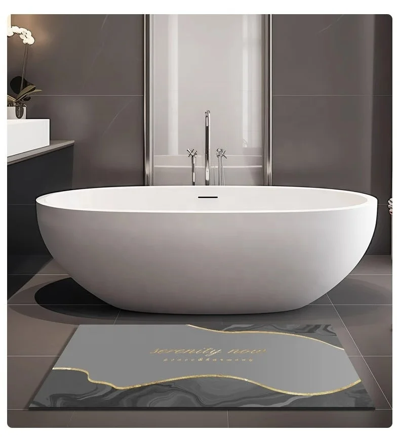(Chakme) alfombra de bano rollable stone bath mat absorbent bathroom mat print modern style
