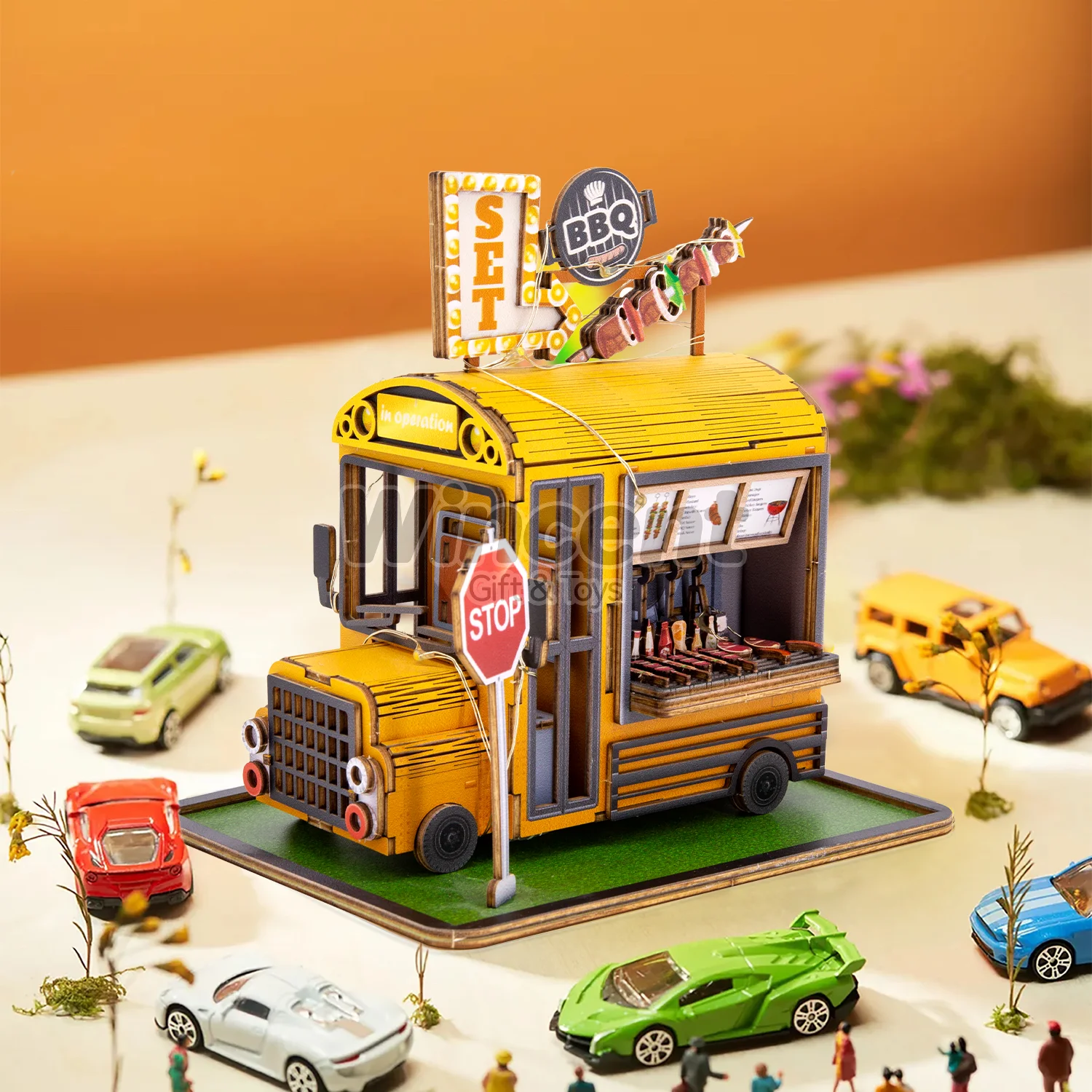 Wincent STEM Toys 3D Wooden Puzzles DG104 DIY Miniature Doll House With LED Light hot selling in girls wooden kids toys