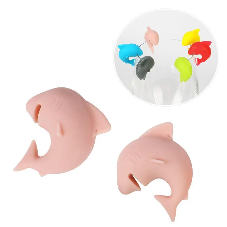 Shark silicone alcohol markers wine accessories gift set for glass cup