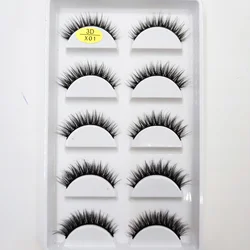 Wholesale 5 Pair Reusable Simple Women Makeup Artificial False Eyelashes Dropship Cheap Price 5 In 1 Wispy 5d Faux Mink Lashes