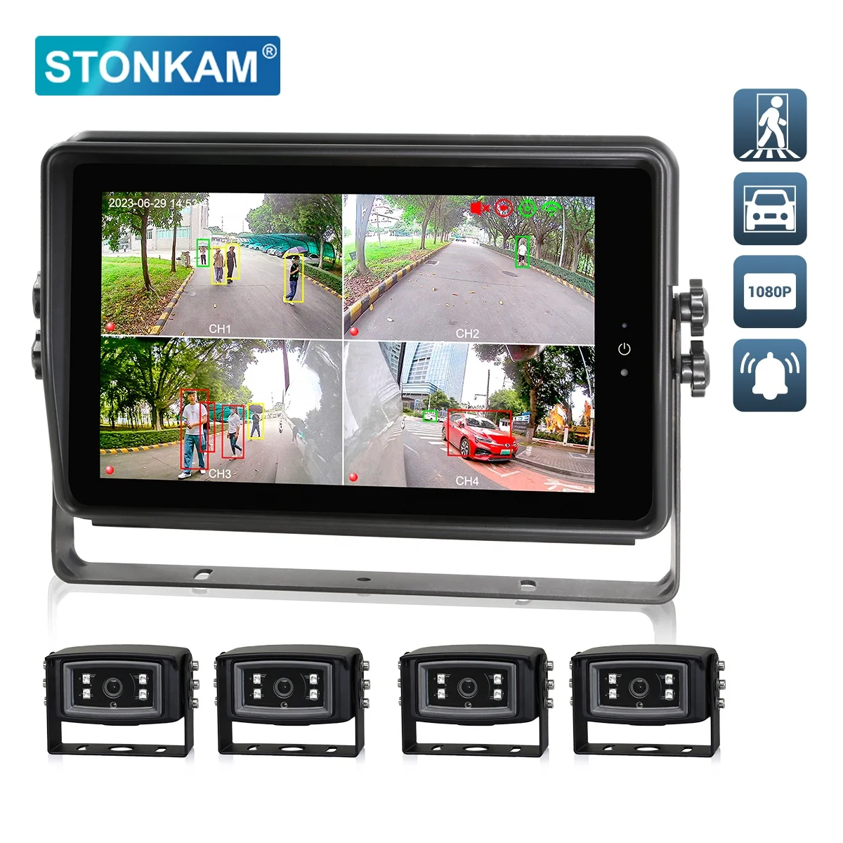 STONKAM Cutting-Edge AI Vehicle Detection Backup Camera Identifies Pedestrians Vehicles Back Camera AI Detection Camera