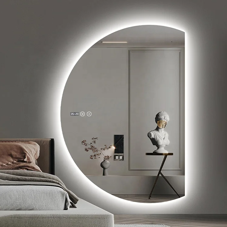 Half moon designers full led lighted wall bathroom decorative mirrors