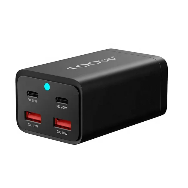 100 Вт GaN дорожное зарядное устройство с несколькими портами 2 * USB C + 2 * USB-A USB Type C pd Быстрая зарядка Универсальный адаптер для ноутбука Зарядное устройство