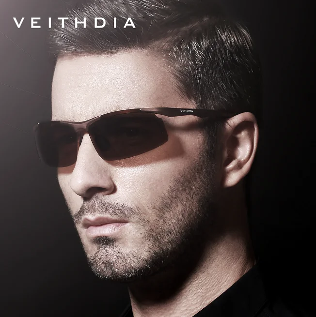 VEITHDIA Magnesium Aluminum Sunglasses Men Polarized Sun Glasses Rectangle Rimless Driving Fishing Sports Eyewear V6535