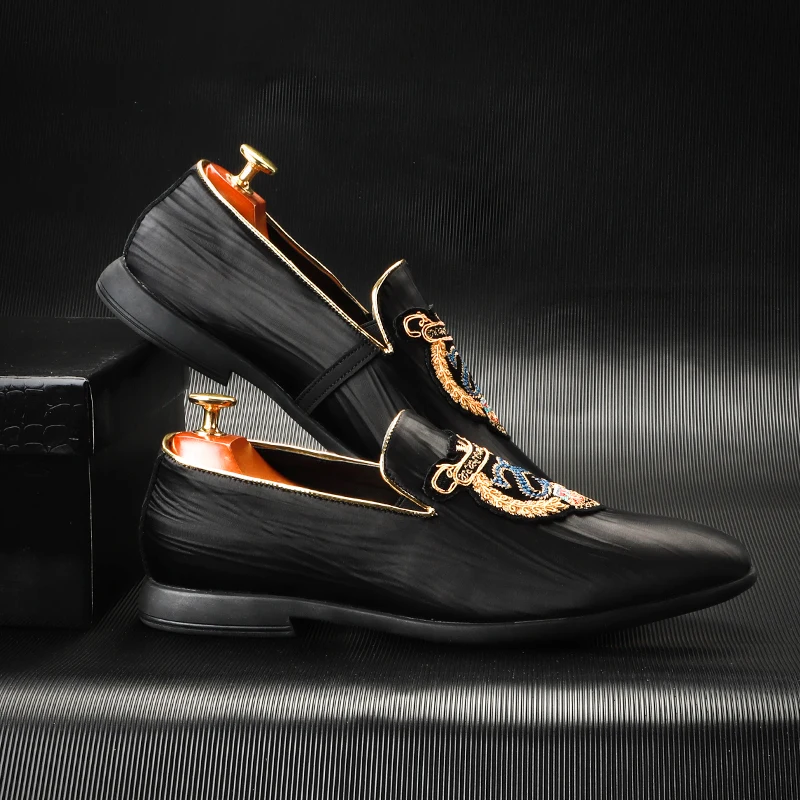 Big size 37-48 Italian Men Formal Shoes Designer 2023 Luxury Slip On Fashion Wedding Party Prom Black Loafers For Men 1907