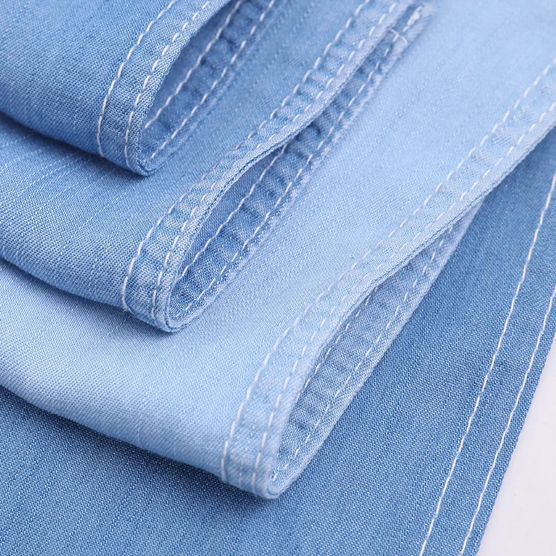High quality Breathable lyocel jean fabric thin non-stretch 100% tentel 5oz soft denim fabric for jeans