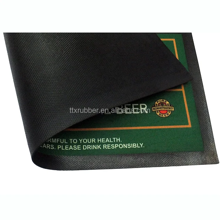 water-absorbent felt top rubber bar runner print bar mat custom nitrile rubber heavy anti slip rubber bar mat glass mat