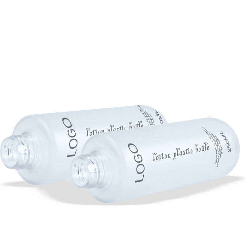 plastic body lotion packaging bottle 250ml  transparent frosted container toner plastic bottle