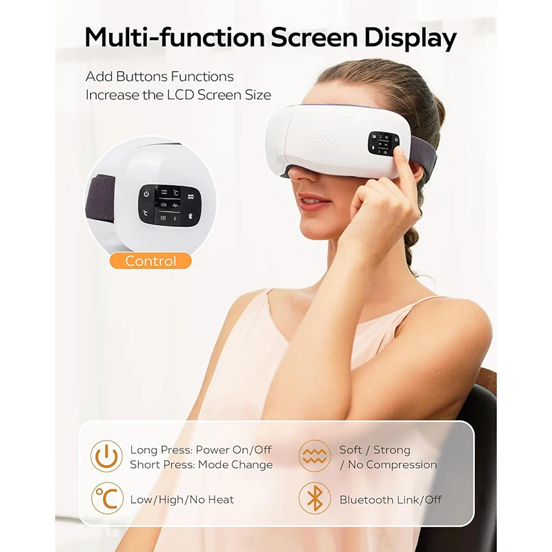 Portable Electric Smart Heated Eye Mask with Heat Bluetooth Music for Migraines Eye Massager