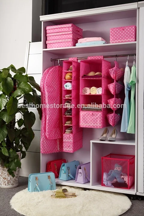 Fabric folding hanging storage bag  closet clothes organizers