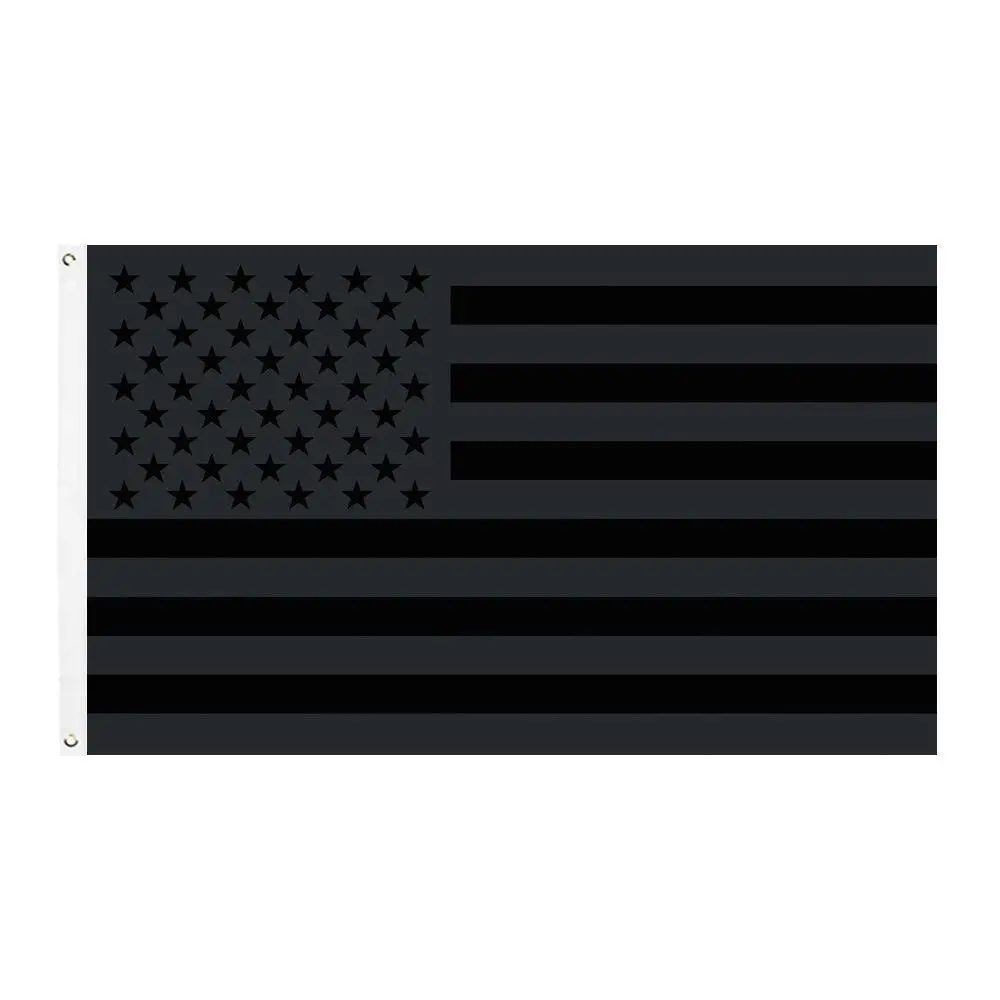 На Заказ Полиэстер Grey весь черный американский флаг США простой черный белый флаг США