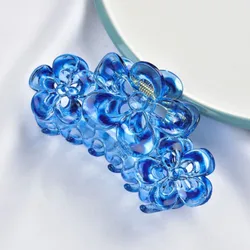 Wholesale Korean Female Large Hollow Flower Grasping Clip Transparent Claw Clips Hair Accessories plain Eco Plastic  Resin Claw