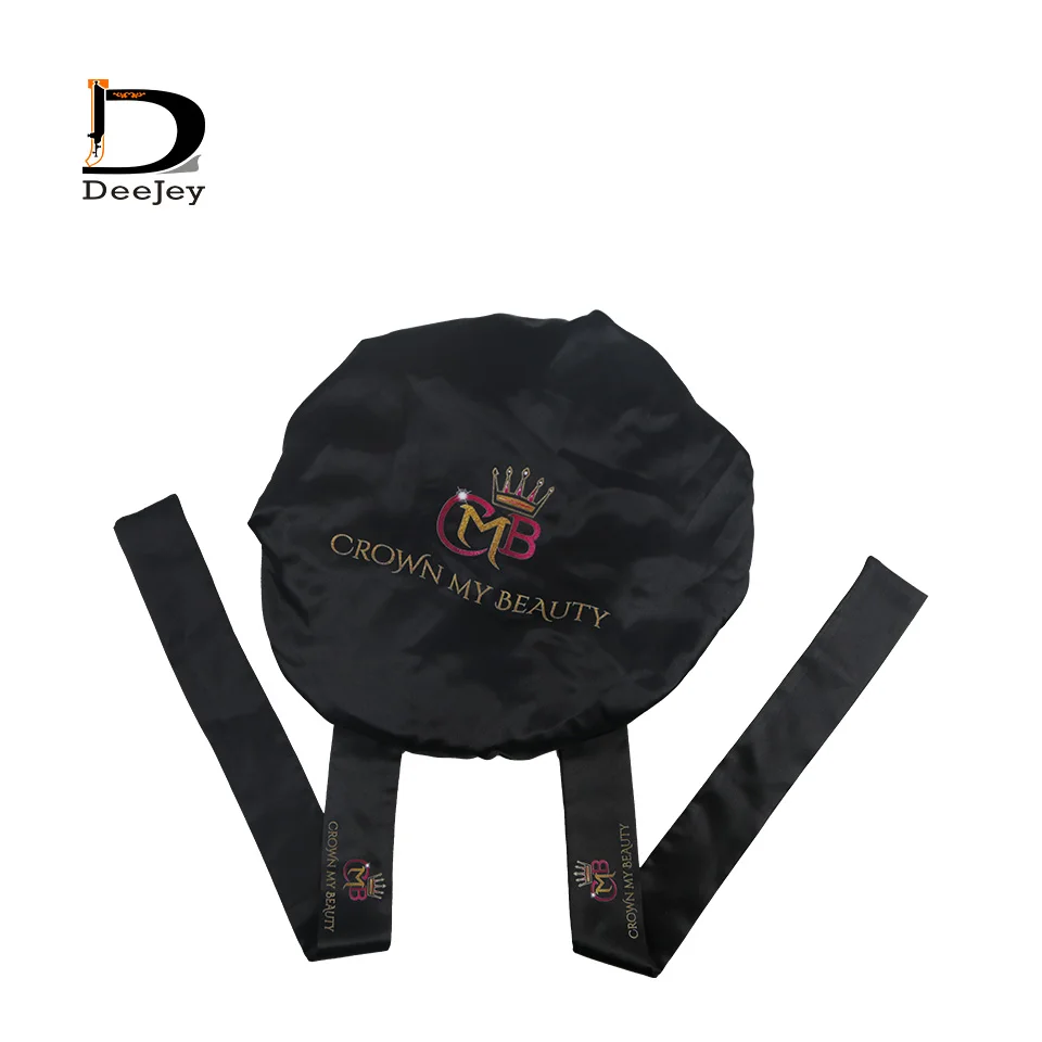 Оптовая продажа, дизайнерские атласные шляпки с затягивающими шнурками, двухслойная шелковая шляпка для волос, частная торговая марка, шляпка для сна