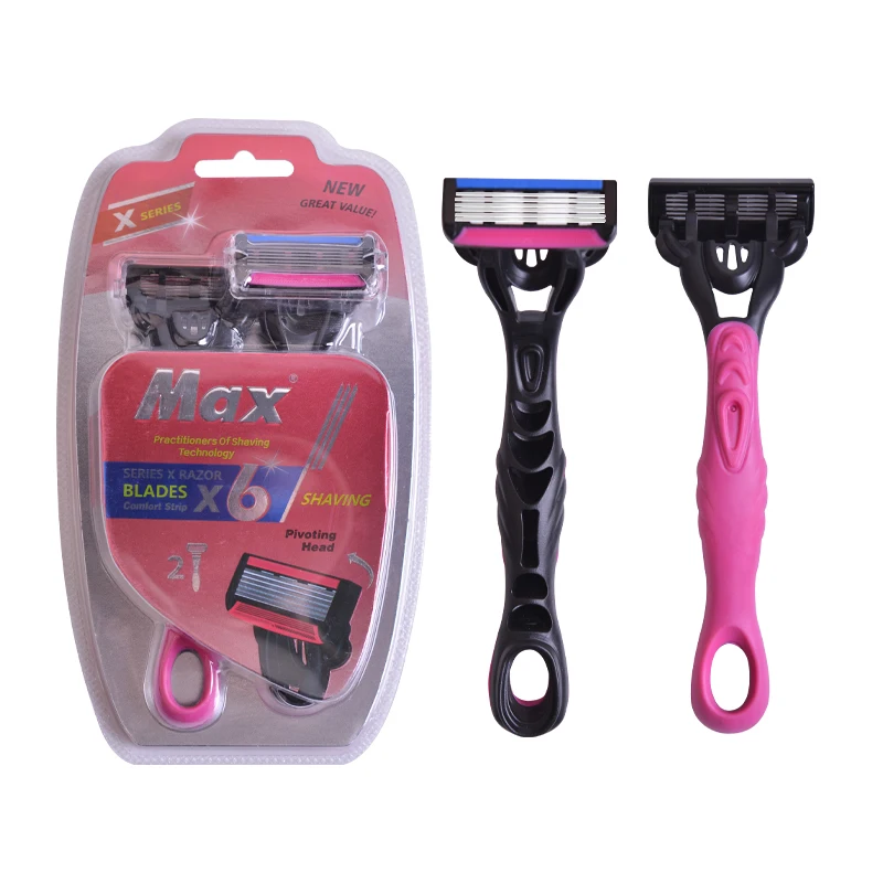 Newest 6 blades high quality shaving blades strong rubber handle disposable razor