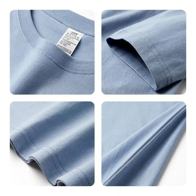 260g Heavy Weight Long Staple Cotton Drop Shoulder Fashion Thickened Combed Short Sleeve Loose Bottomed T-shirt