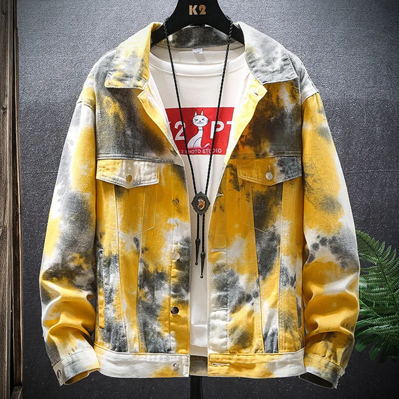 2024 New Arrival Denim Jacket Wholesale Washed Custom Blue Tie-Dye Men Denim Jean Jackets