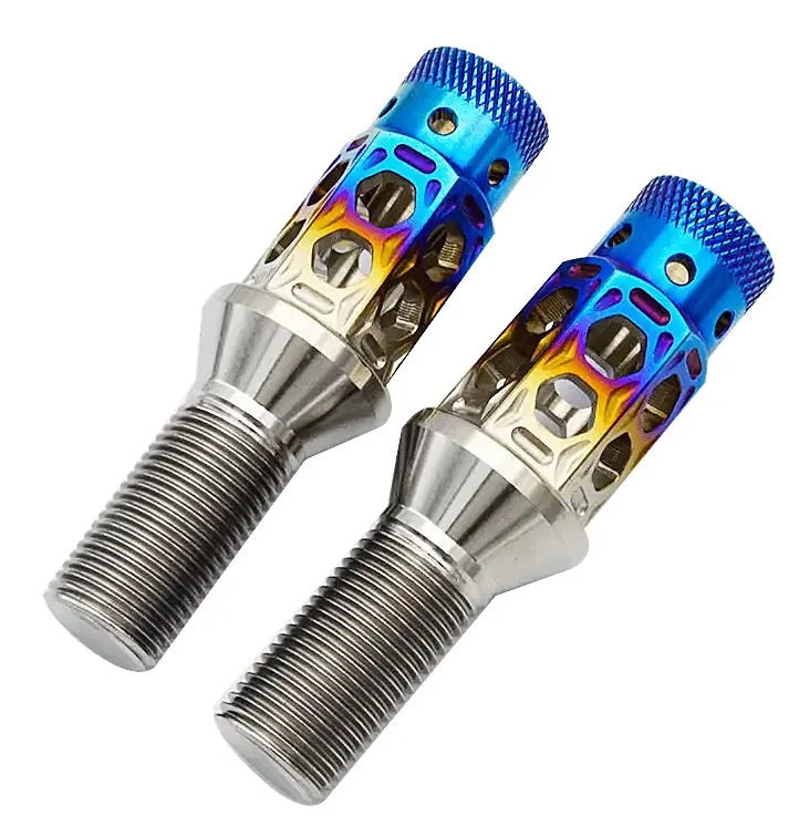 GR5 Ti-6Al-4V 17mm Hollow Extended Hex cone seat Titanium auto wheel bolt M14*1.5*28mm for European Series Auto refitting
