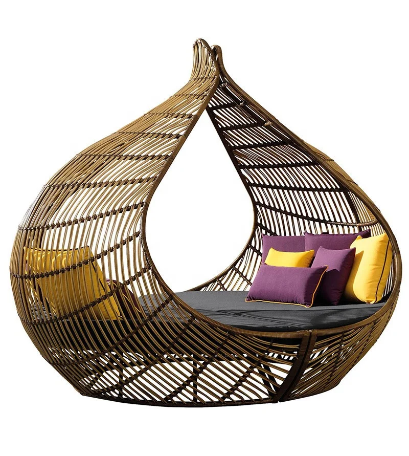 
Huge size custom modern outdoor furniture waterproof cushions rattan egg hanging swing chair 