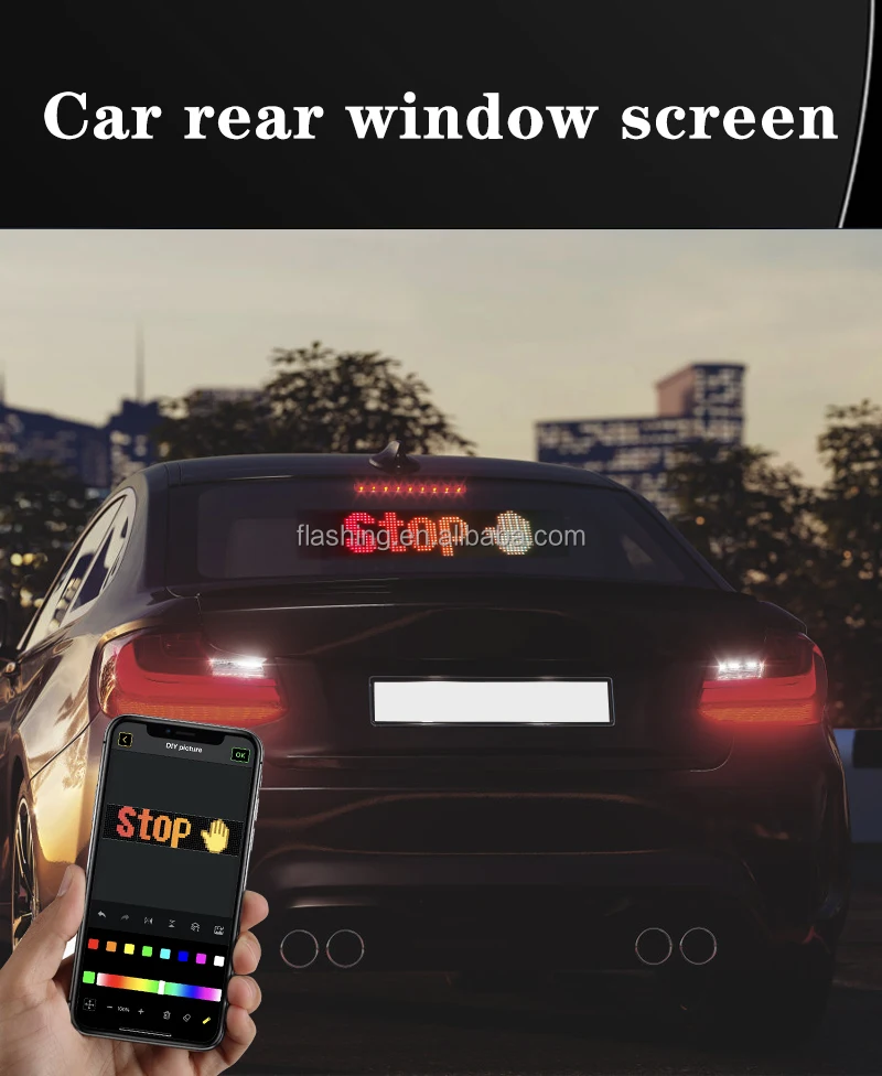 Newest EL Glow FlexLED With Remote Programmable Messages Scrolling LED Sign Display for Cars Digital Display