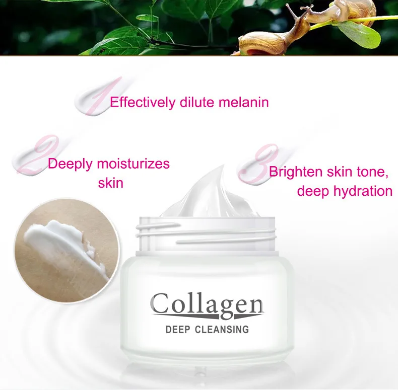 PEIMEI Snail Whitening Cream Repairs Skin Delicate Pores Brightening Face Cream Long Lasting Moisturizes Snail Collagen Cream