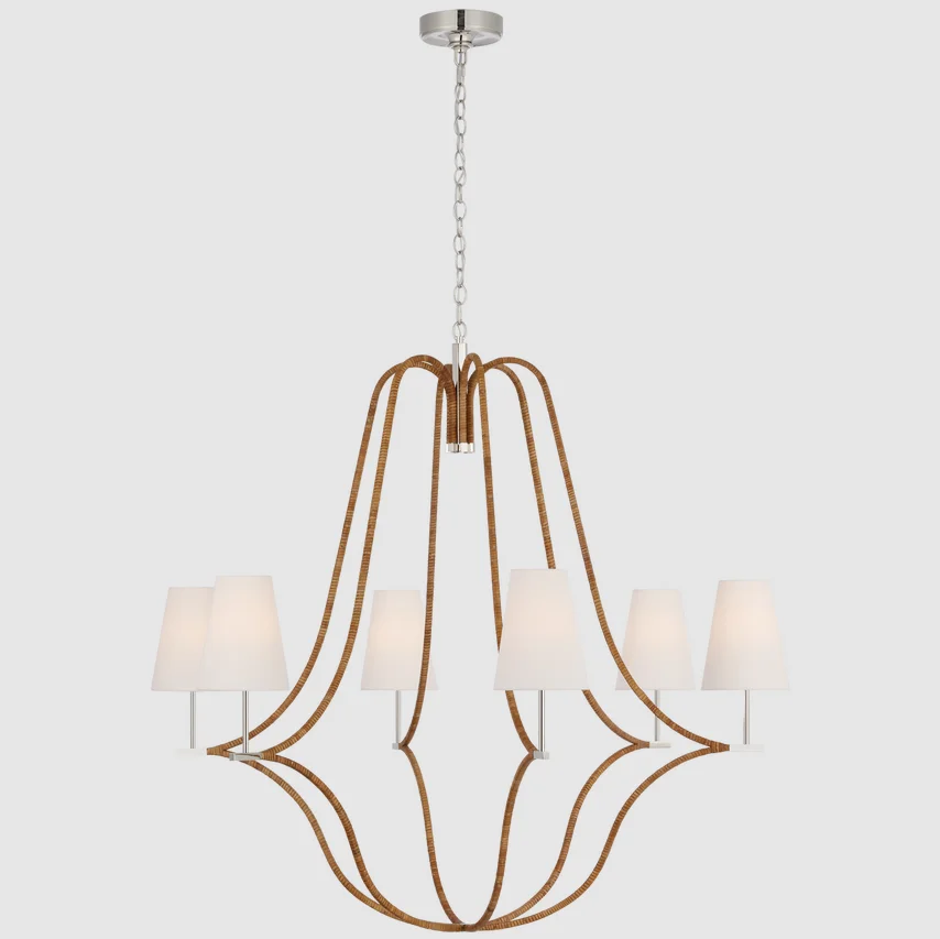 Custom American Cage Metal Pendants Light Farmhouse Villa Indoor Lighting Decoration Fabric Lamp Luxury Brass Big Chandelier