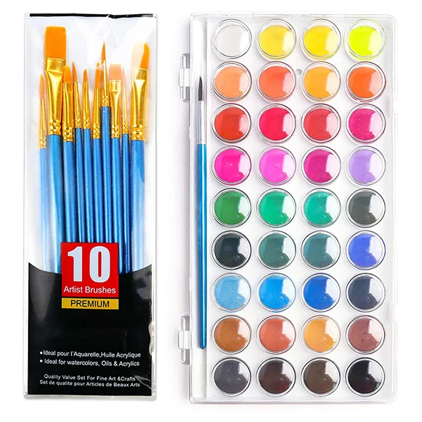 36 Different Colors Watercolour Paints Set with Paint Brushes and Watercolor Paper Pad