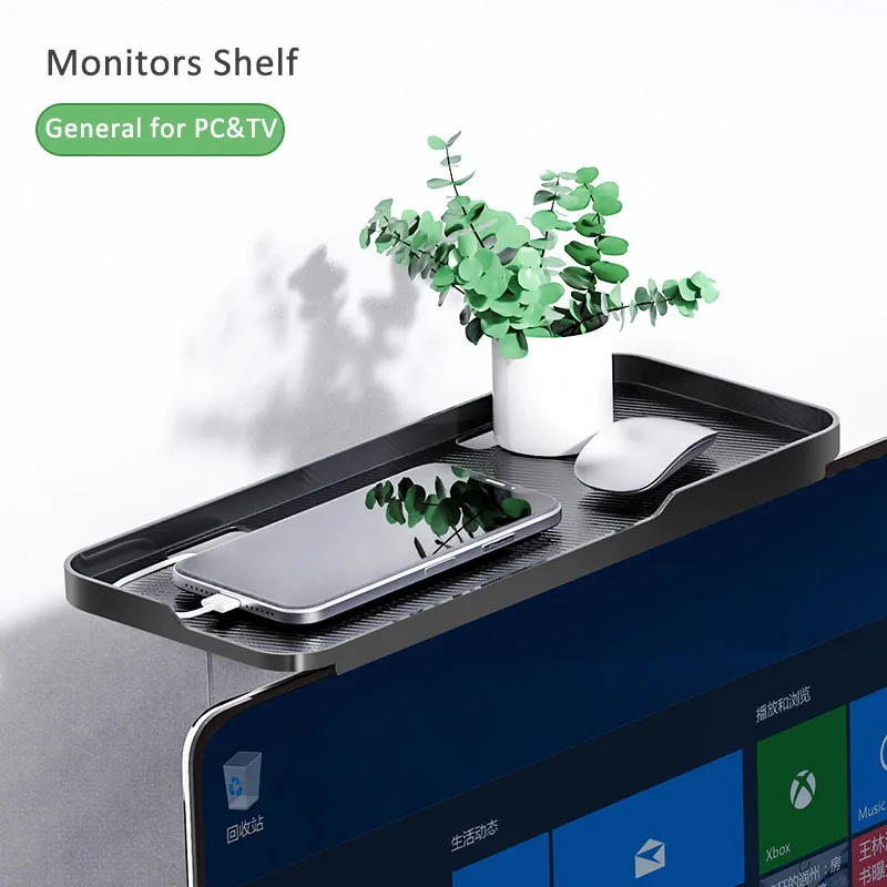 Foldable Monitor Top Shelf Mount Organizer Stand Bracket Holder for Cable Box TV Camera Frames Remote Home Decor