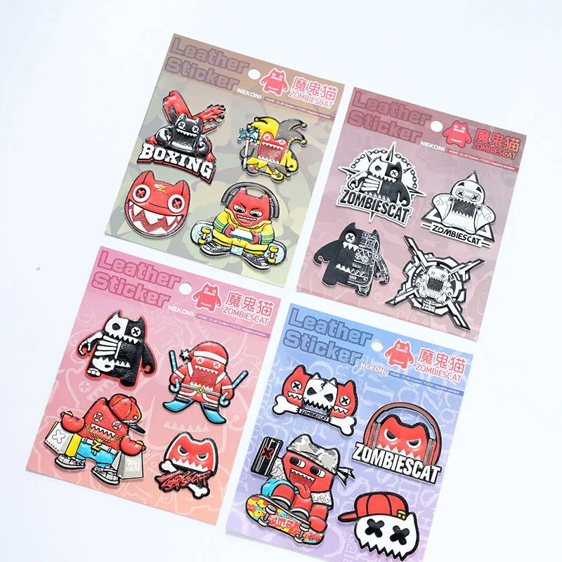 Nekoni PVC Leather Stickers Bag Jeans Stickers 3D Puffy Decorative Decals Adhesive Decals for Shoes Stickers Jeans