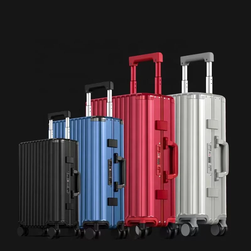 2024 Original top quality all aluminum magnesium alloy luggage lucxry trolley bag carry-ons 20 inch pure metal suitcase