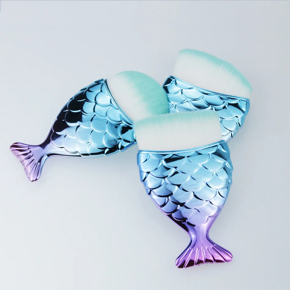 Fish tail colorful scales private label custom bling makeup brushes