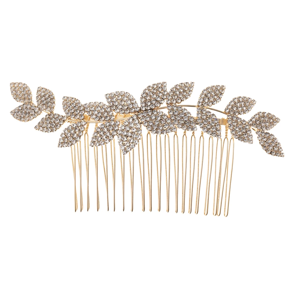 China Goods Wholesale Handmade Rhinestone Gold Tiara Nupcial Metal Wedding Bridal Hair Comb Chinese Diamond Women Headpiece