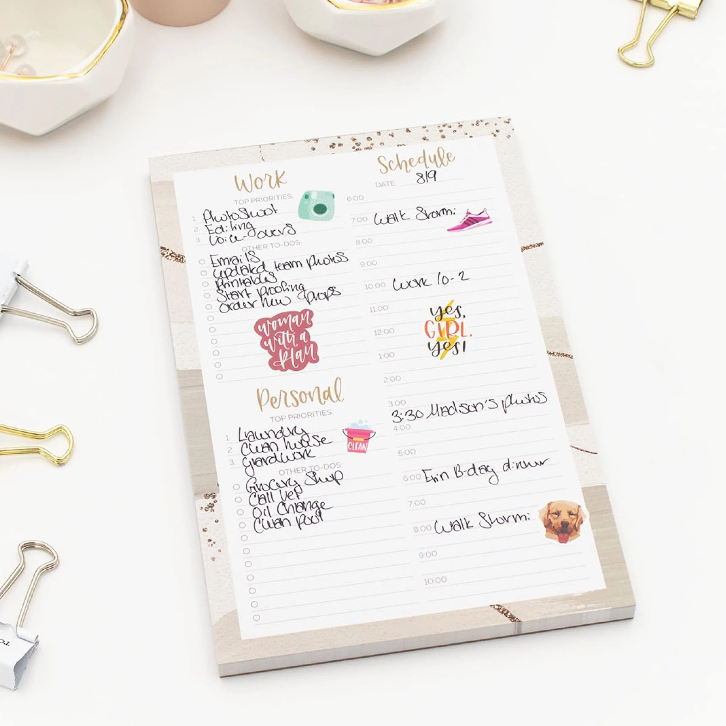 Customize Weekly Daily Timed Work Personal To Do List Planning Pad for Home Office Tear Off Hourly Checklist Magnetic Notepads