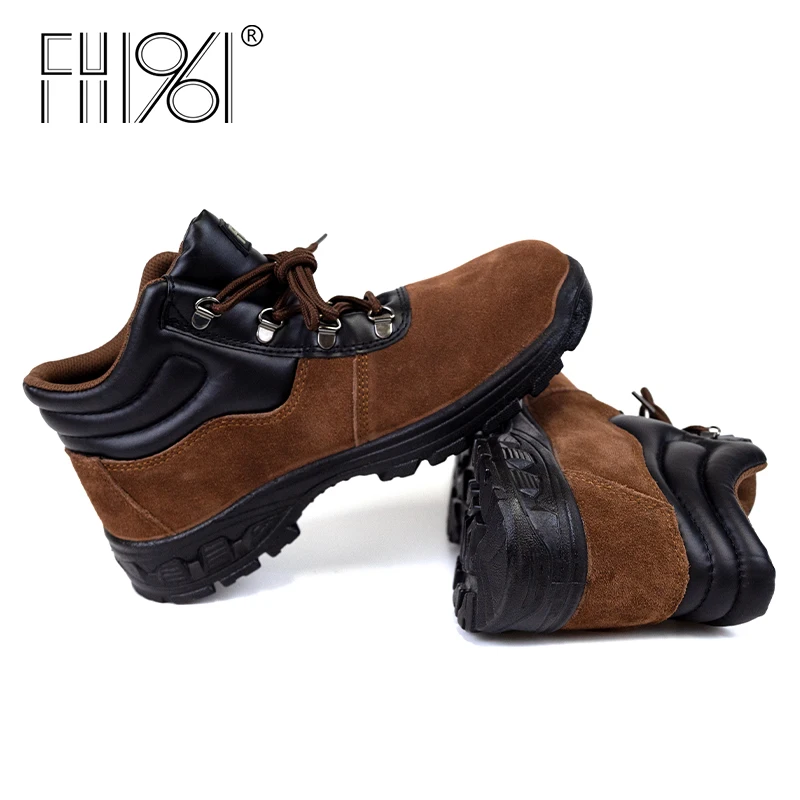 FH1961 Safety Shoes steel toe shoes Anti-Piercing and Water-Resistant Black work boots for men