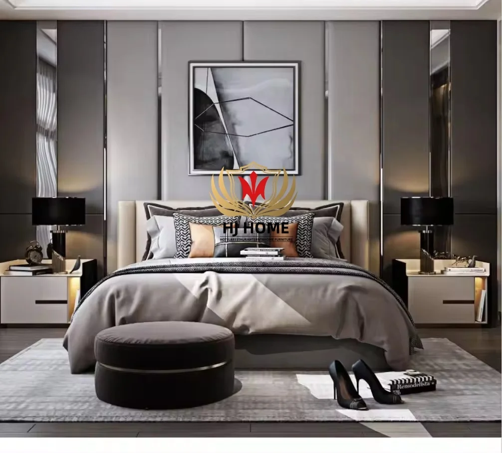 HJ HOME Factory Customized Luxury Decoration Fashion Design Background Wall Fabric Leather Soft Wall Panels