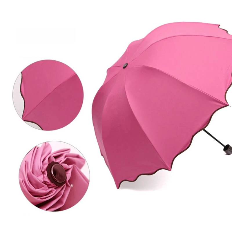wholesale water bloom rippled edge creative arch with three fold umbrella 8 bones advertising umbrella folding