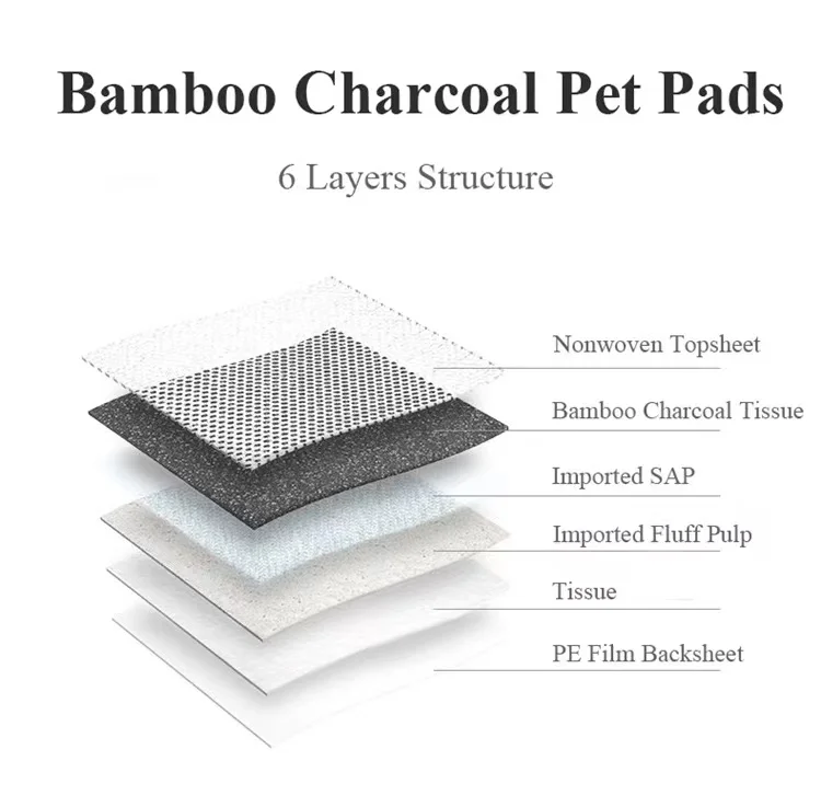 bamboo soaker pee pad black carbon  pad pet puppy training dog pee pad bamboo zhong