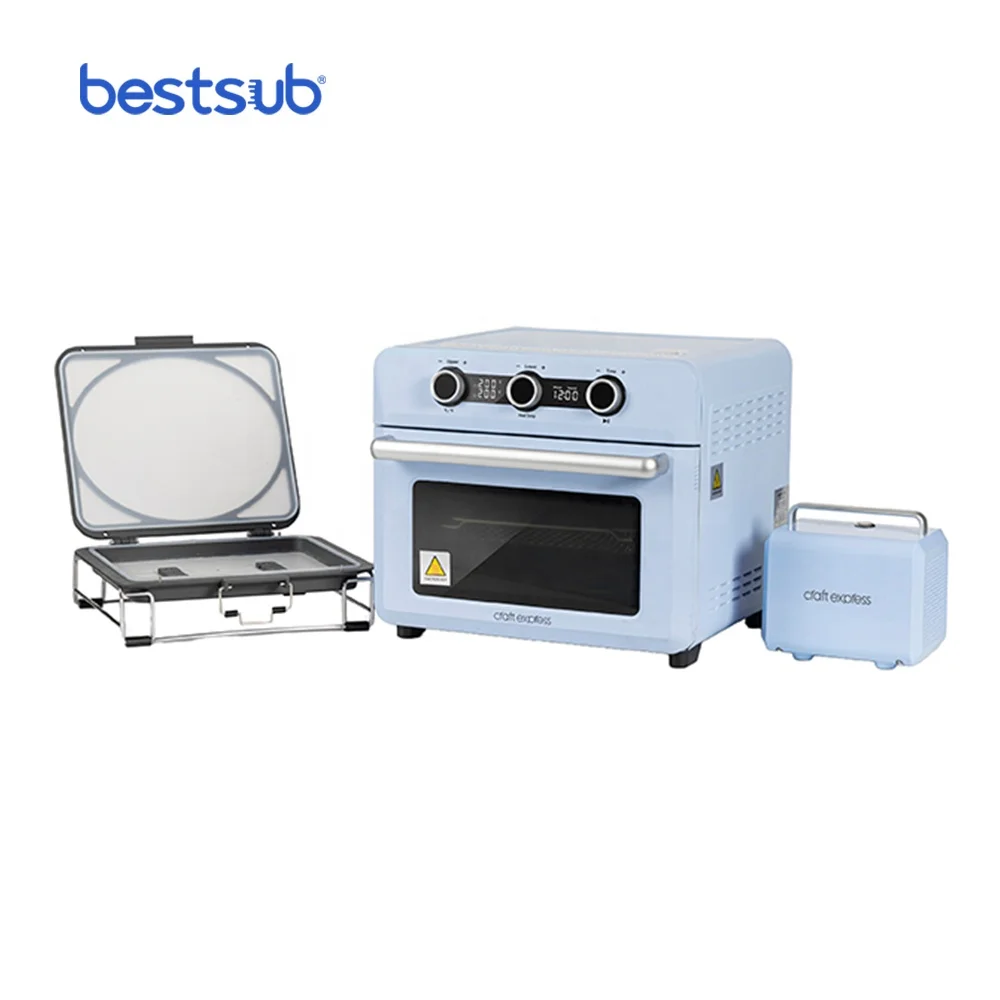 BestSub Heat Press Transfer Blanks Shin Guard Photo Slate Frame 25L Sublimation Oven Machine with 3D Vacuum Machine Tray Set