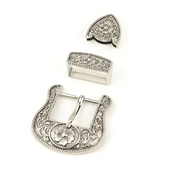 factory price belt buckles wholesale 3 pieces belt buckles in stock concho belt with hat Flower carving