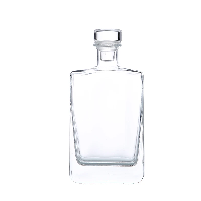 50ml/100ml/200ml  Lead Free Plain Luxury Glass Bottle for Whiskey/Brandy/Vodka with glass lid