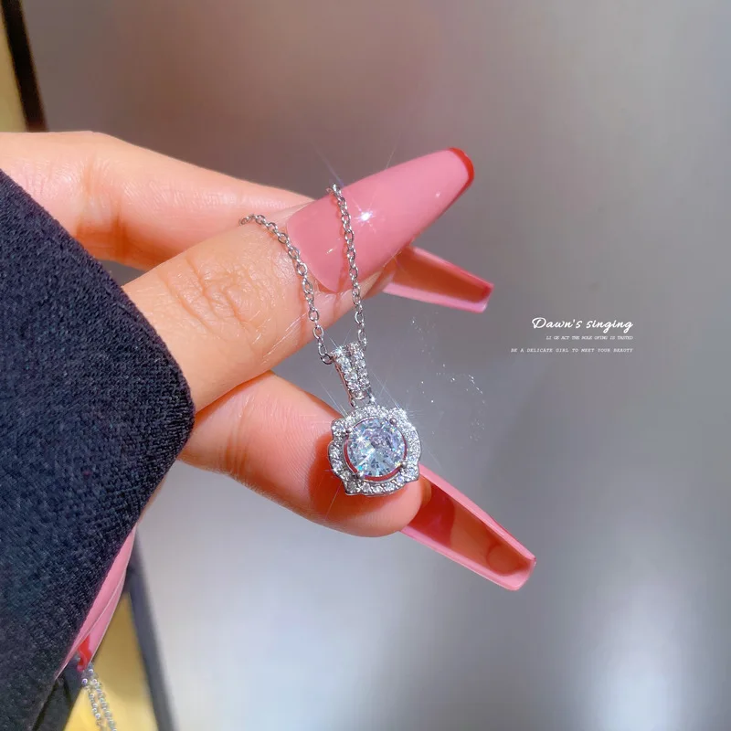 Stainless Steel Beautiful Love Heart Amethyst Gold Pendant Shiny Temperament Gift Women Jewelry Wear Everyday 2024