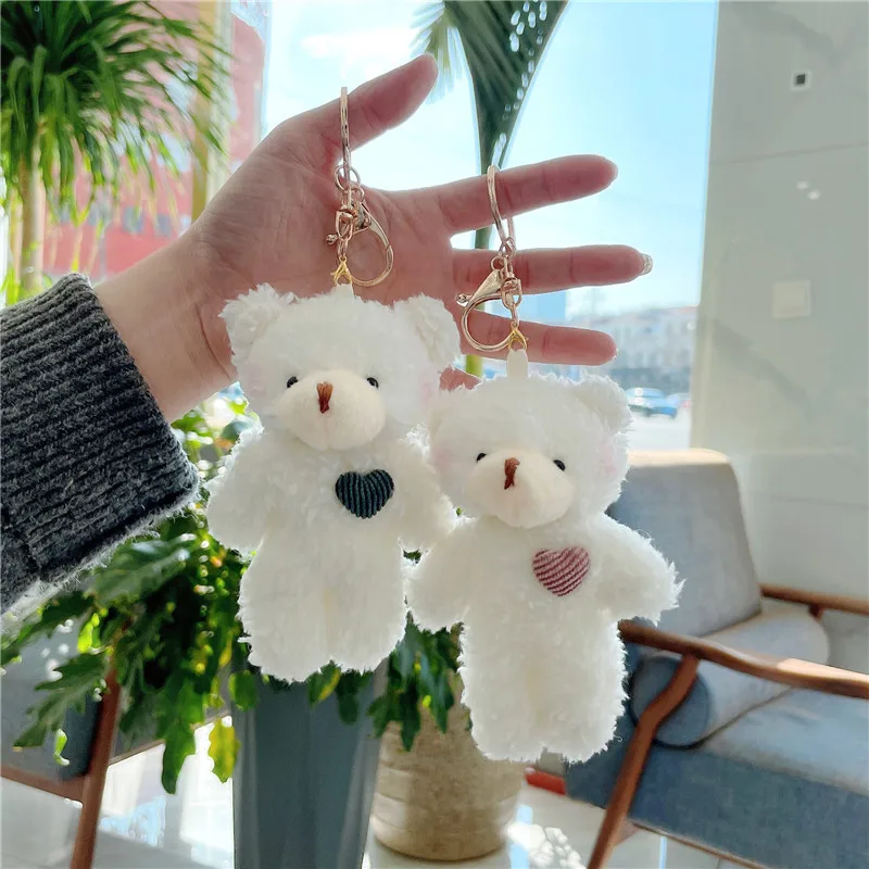Kawaii 10cm Mini Teddy Bear Pendant Stuffed Cute Baby Bear Plush Doll Bag Accessory Keychain Decoration