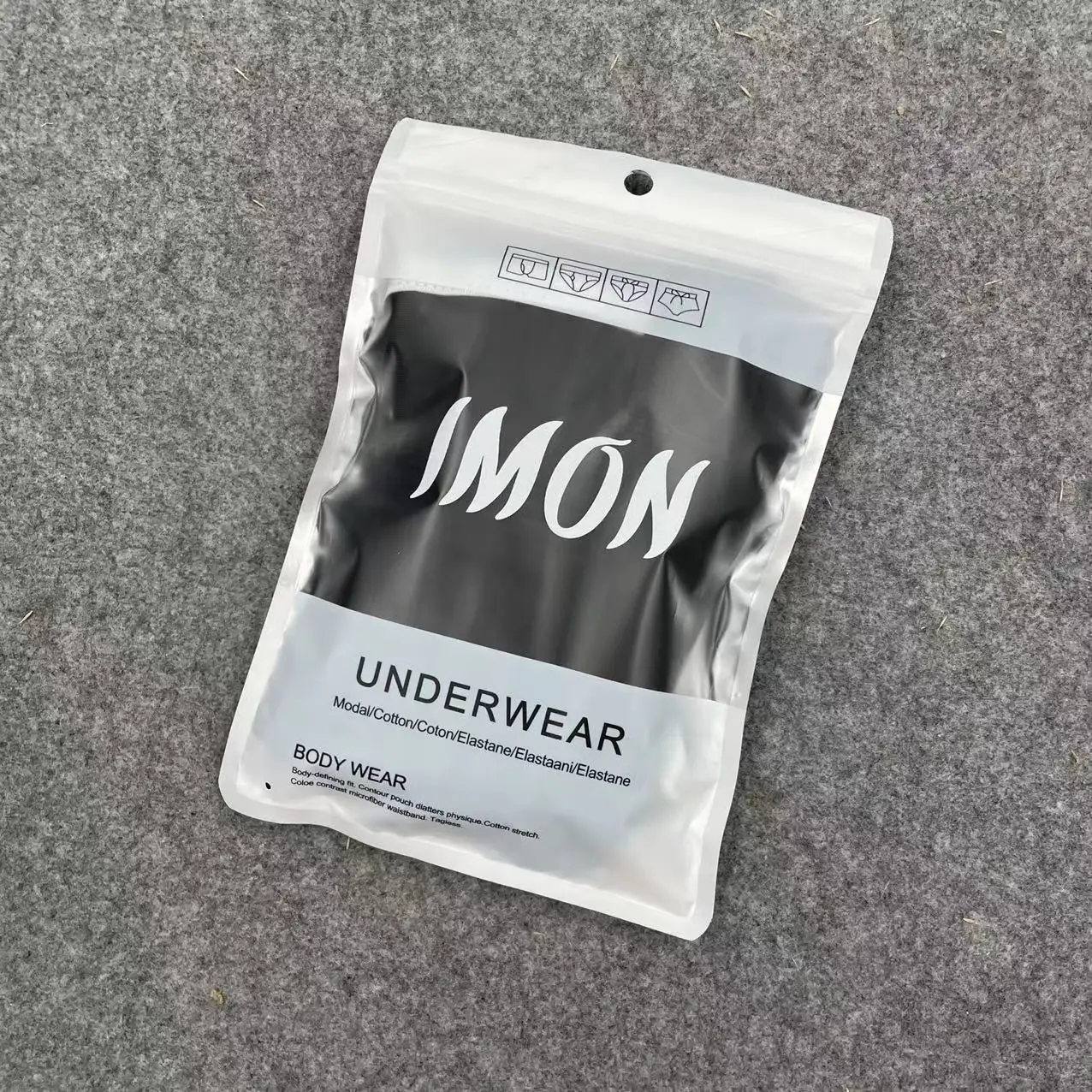 Low MOQ Custom Printed Front Clear Window Matte White Stand Up Clothing Underwear Socks Packaging Ziplock Bags