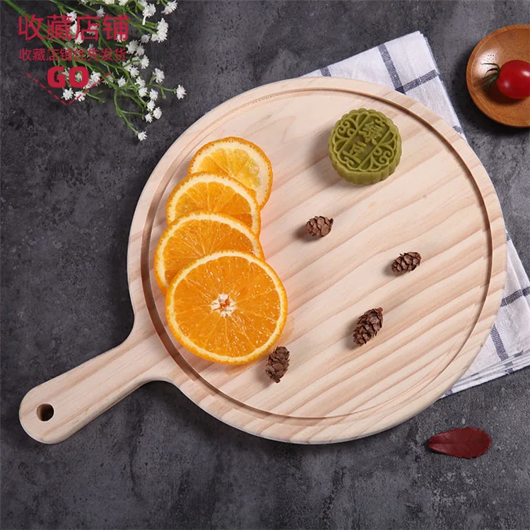 Wooden Pizza Board Baking Tray Restaurant Round Steak Plate Sushi Western Cuisine Plate Cheese Board Cheese Cutting Board