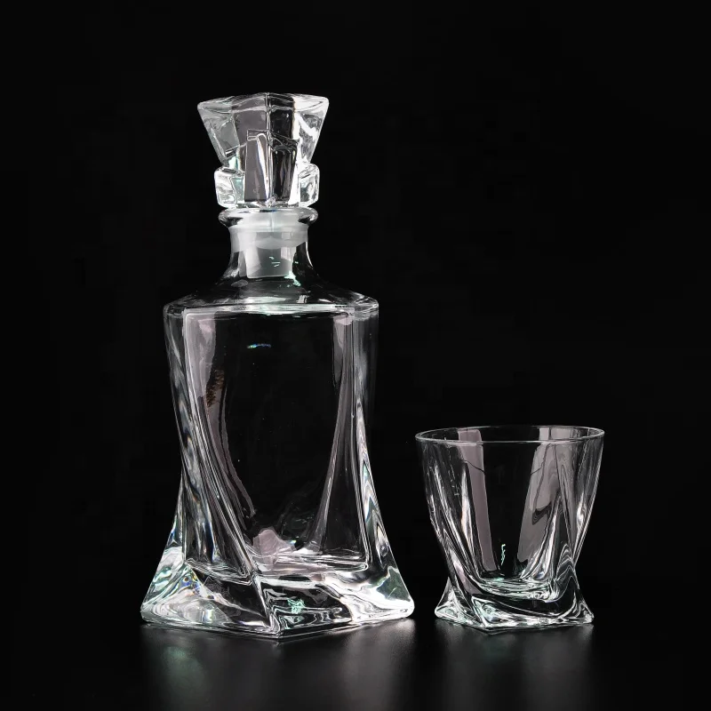 Twisted Glass Whisky with Lid Wine Bottle