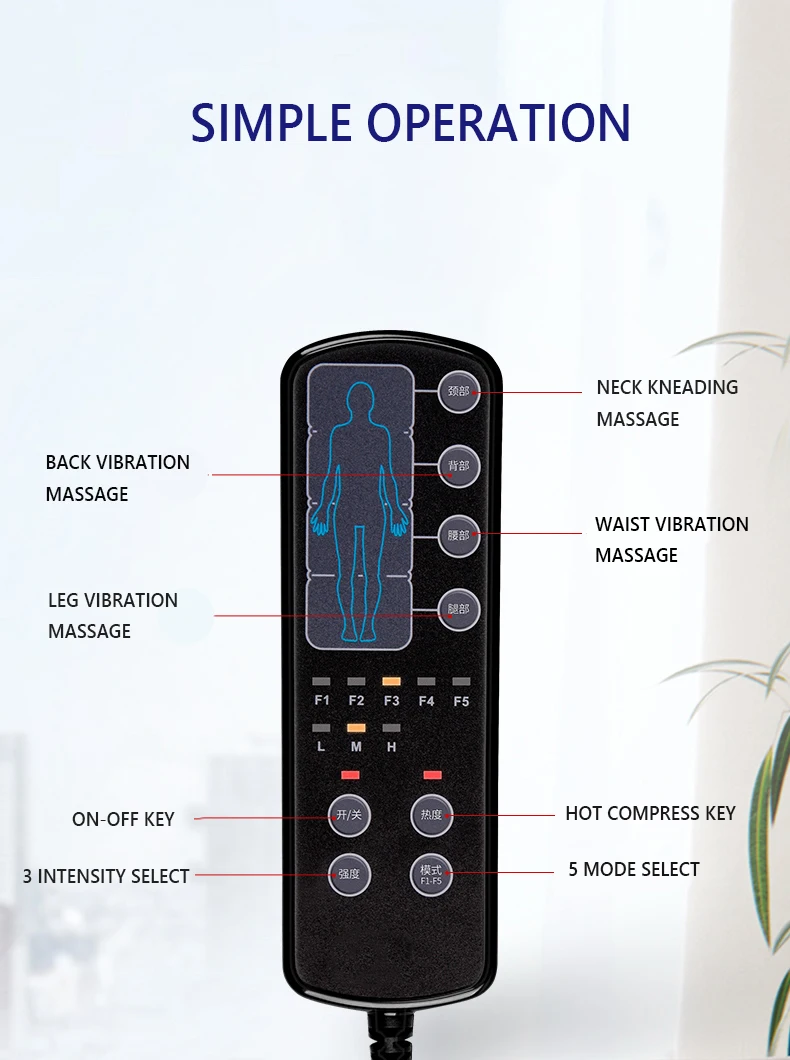 Infrared Electric Topper Folding Full Body Massager Mat Pad Shiatsu Heating Massage Bed Mattress