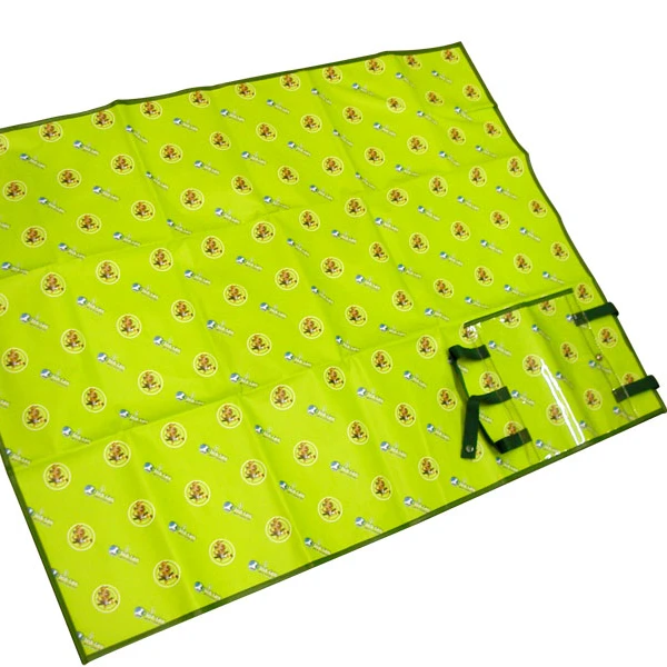 Wholesale High Quality Waterproof Custom Printed Outdoor Camping Folding PP Woven Plastic Beach Picnic Mat with shopping bags